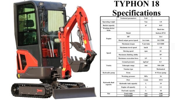 TYPHON 18 FLEX Mini Excavator USA | MachineryAsia