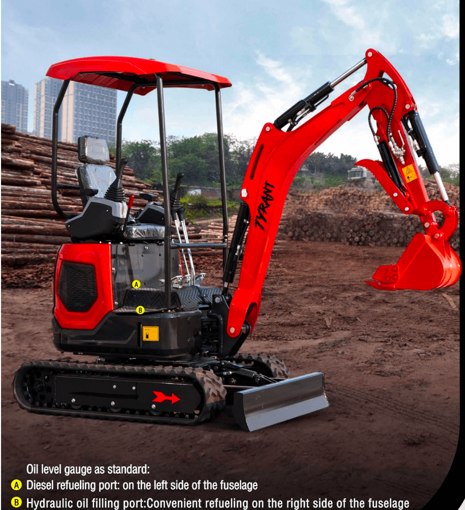 3800lbs TYRANT 17 Diesel Mini Excavator Kubota D902 Engine Side Swing w 12 attachments - Image 5