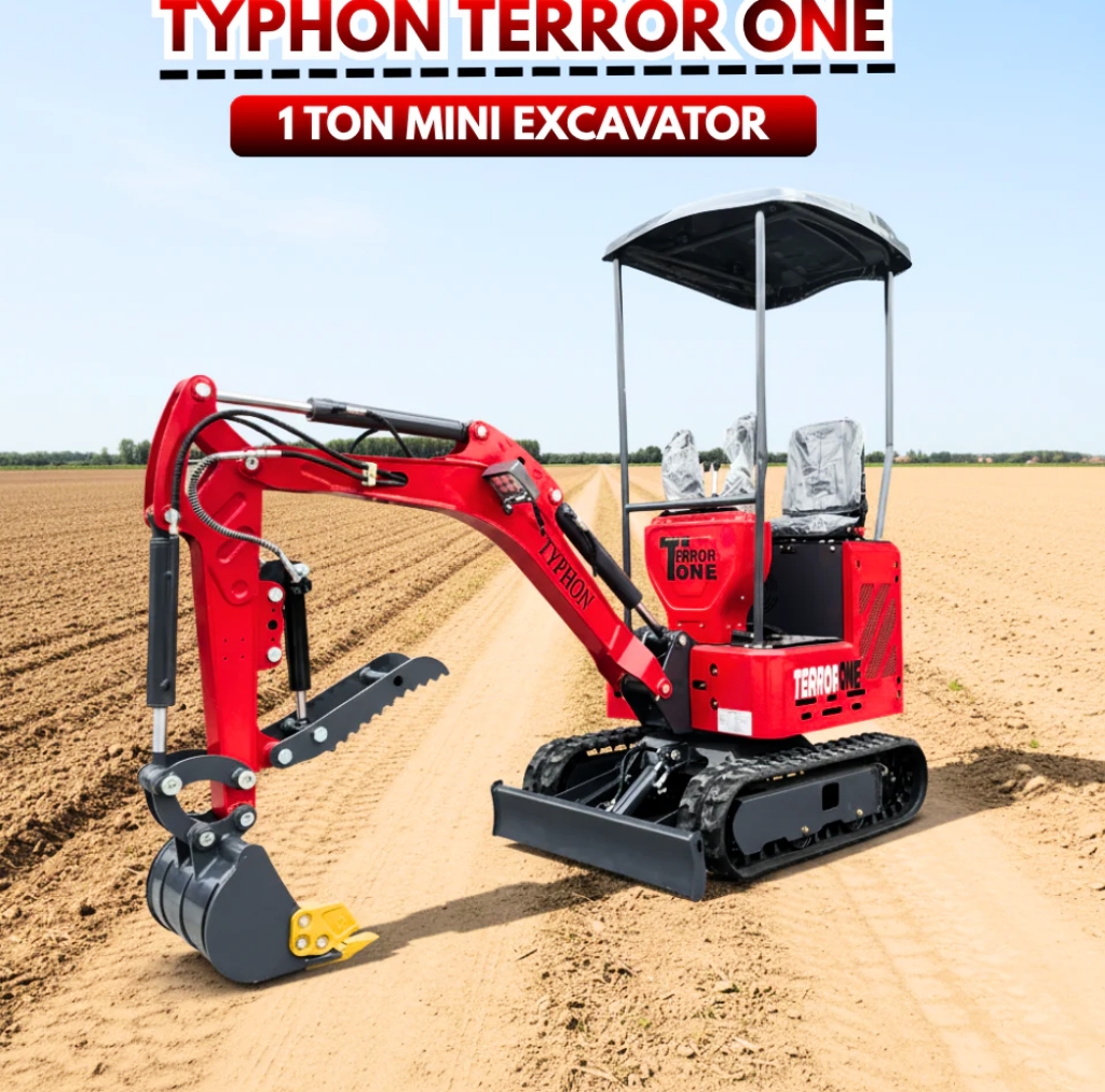 TYPHON TERROR ONE STORM 1 Ton Mini Excavator Trench Digger with hydraulic oil cooler Canopy11
