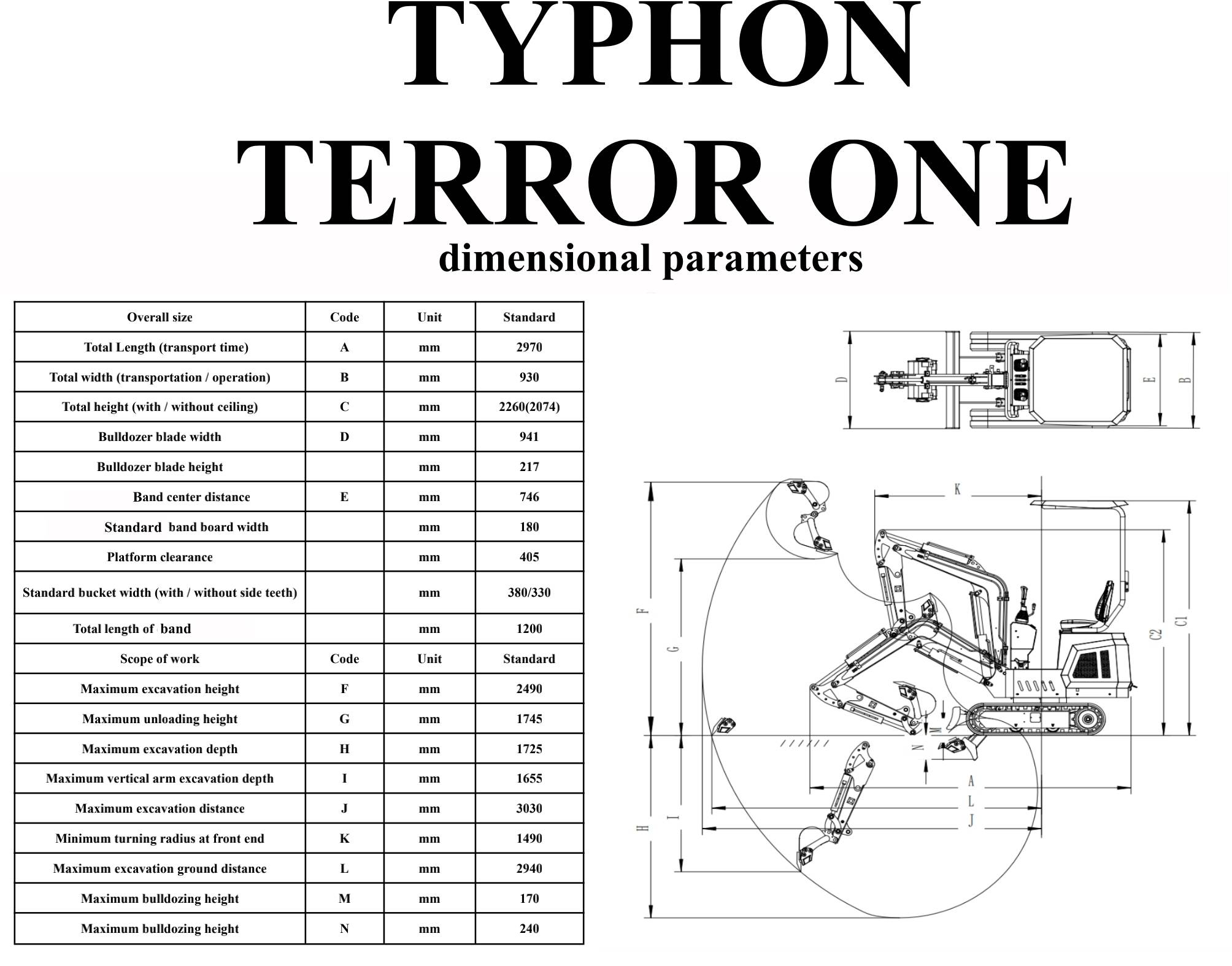 TYPHON TERROR ONE STORM Mini Excavator – 1 Ton Trench Digger with Canopy, Hydraulic Thumb Clip, Hydraulic Oil Cooler, 13.5hp B&S Engine USA - Image 4