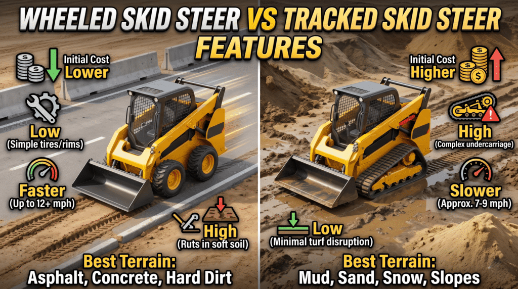 Wheeled Skid Steer Vs Tracked Skid Steer Features
