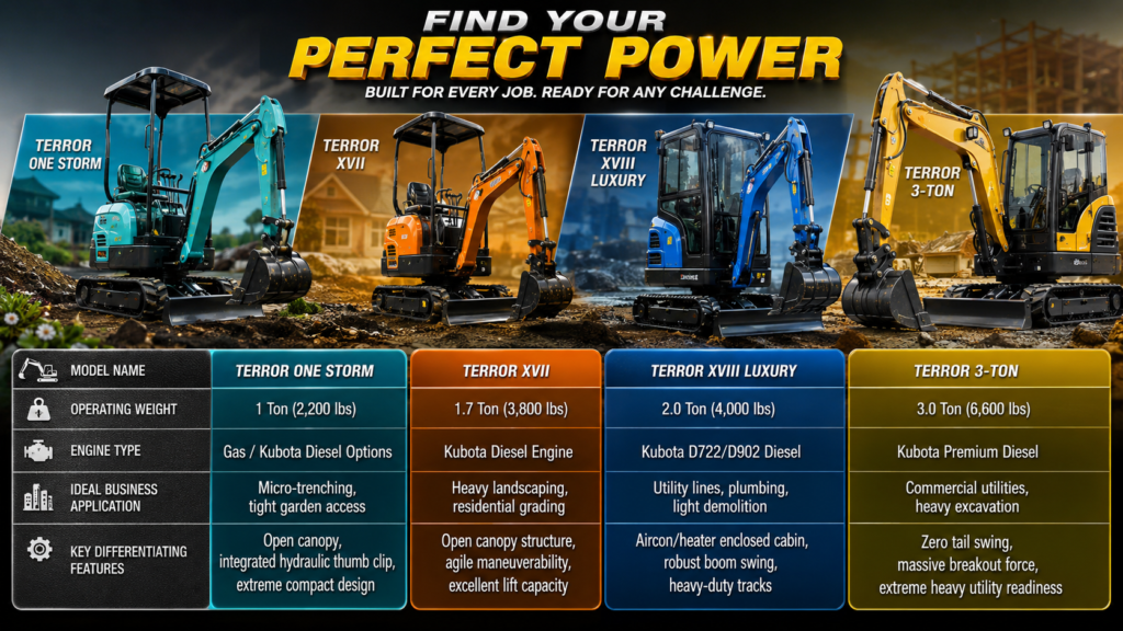 Compact Excavators for Small Businesses Table