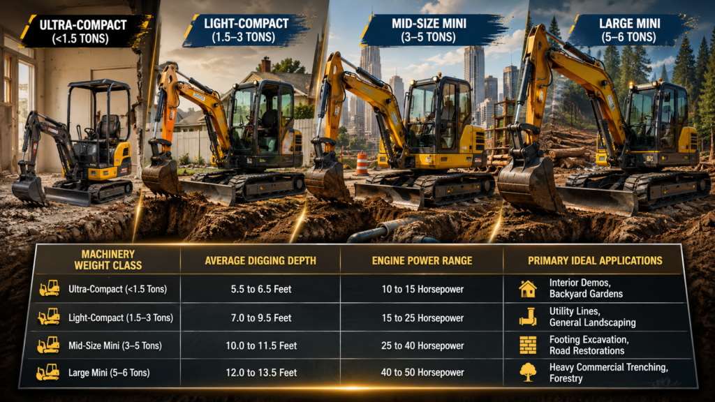 compact excavator Table